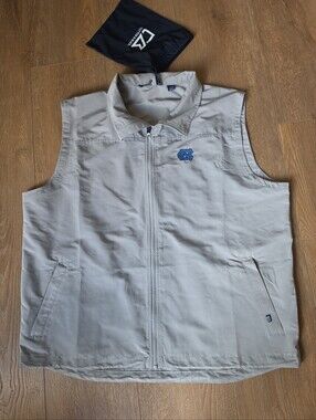 Cutter & Buck DryTec Charter Eco Vest Mens XL Gray Windbreaker Zip UNC Tar Heels